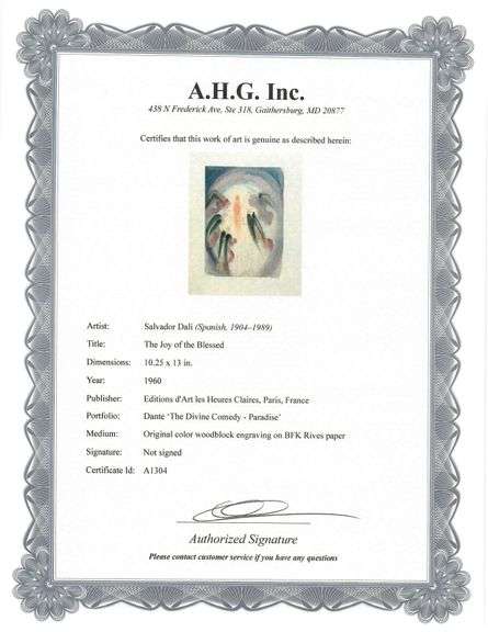 Collectible Original Color Engraving by Salvador Dali from The Divine Comedy