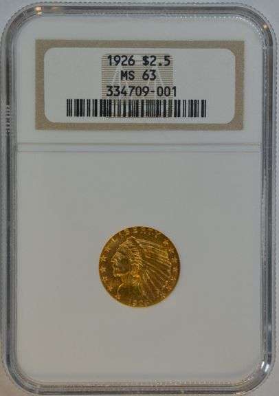 Very choice BU 1926 $2.50 Indian Gold Piece. NGC MS63