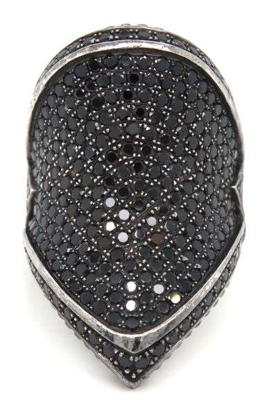 925 Sterling silver Scott Kay large black sapphire ring