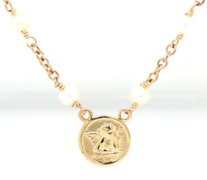 Angel pearl seed station necklace