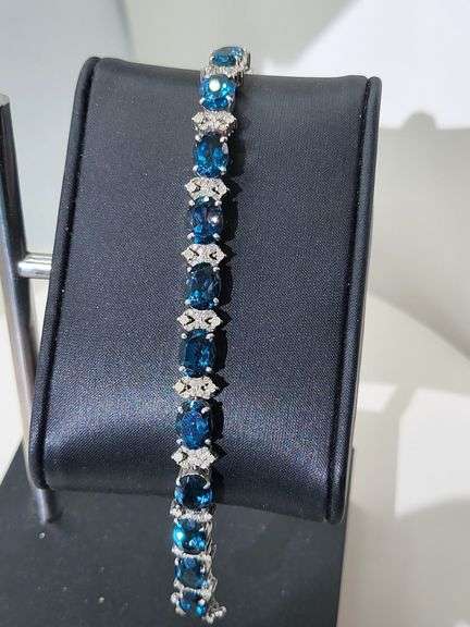 Deep Ocean Blue Topaz Bracelet in Sterling Silver