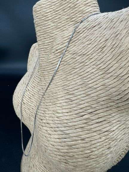 10k White Gold Solid Box Link Chain 1mm Necklace 24"