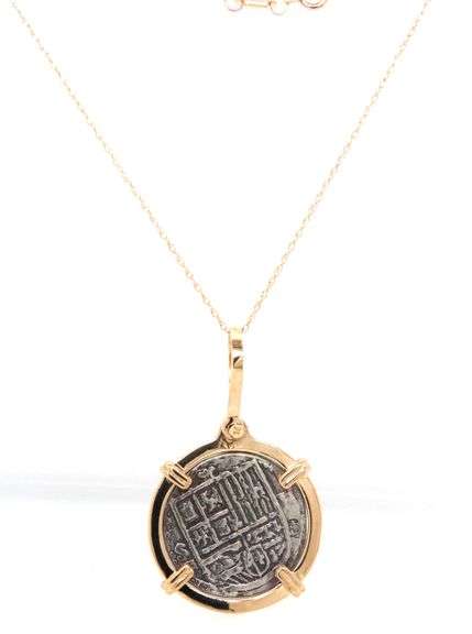 Atosha Treasure coin bezel set pendant on chain