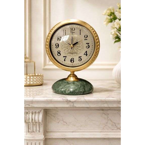 Brass and Marble Mantel Clock
