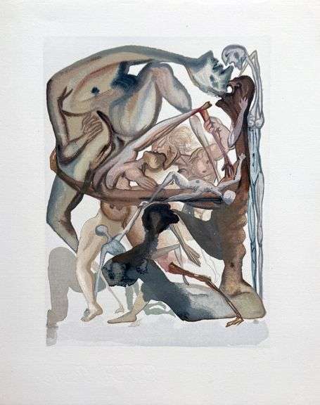 Rare Salvador Dali Original Engraving from The Divine Comedy, Inferno