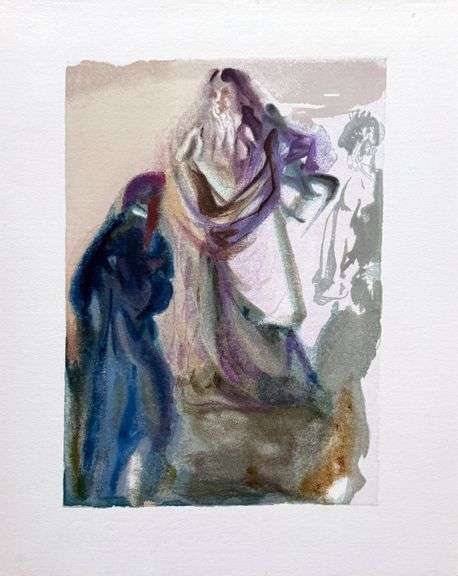 Highly Collectible Salvador Dali Original Color Engraving from The Divine Comedy