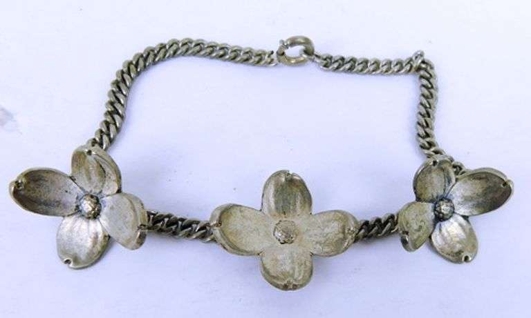 Vintage Sterling Dogwood Flower Bracelet