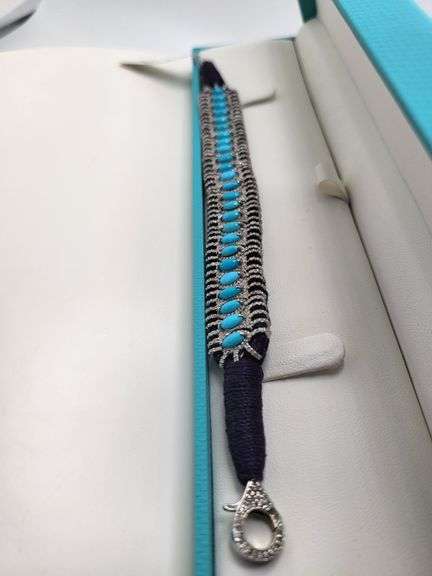 Traditional Sterling Silver Bracelet with Turquoise and Diamond Accents