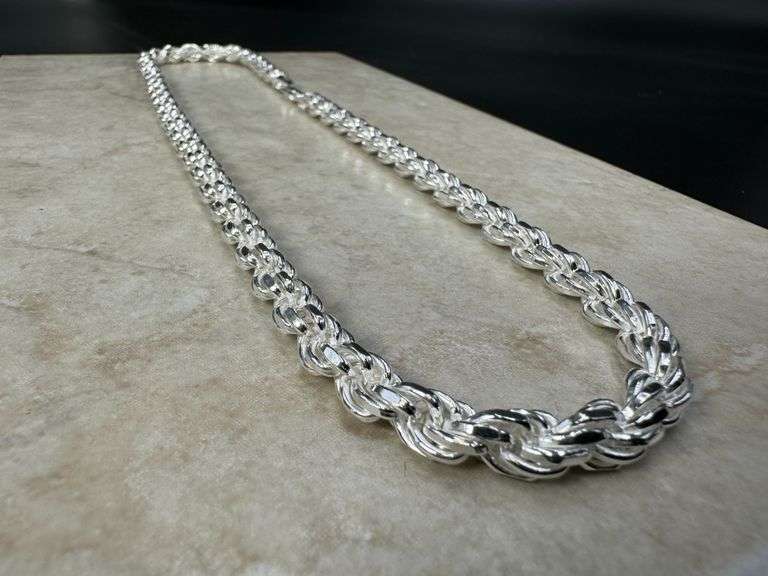 Sterling Silver Heavy Diamond-Cut Rope Chain 7mm Solid 925 Italy New Men's Necklace 24"