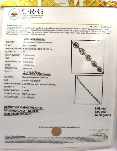 Darling 6.08CTW Oval Faceted Multi-Colored Tourmaline & Diamond Bracelet in 14K White Gold Over Ster