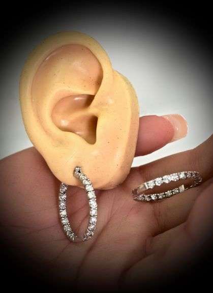 Popular 18K  Diamond In-and-Out Hoop Earrings