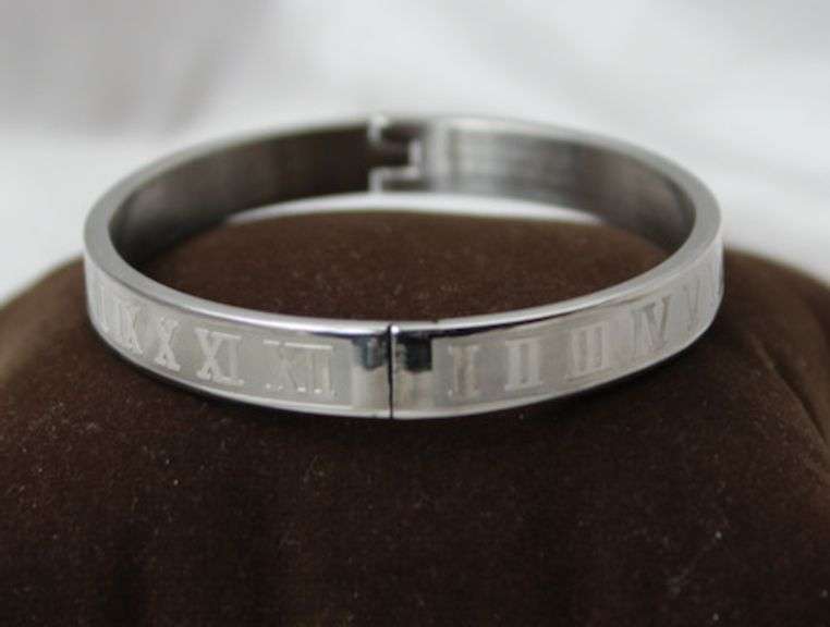 Stainless Steel Silver Color Roman Numeral Bracelet