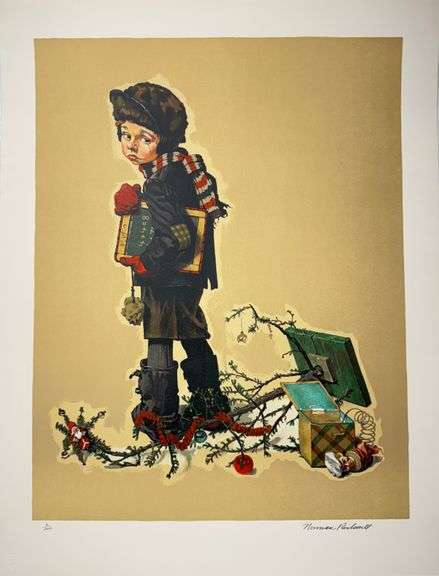 Exclusive Norman Rockwell Signed Limited Edition Lithograph "After Christmas" with Pubilshers Certif