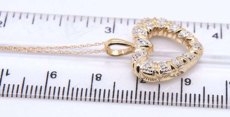 14kt Yellow Gold Diamond Heart Shaped Pendant on Chain