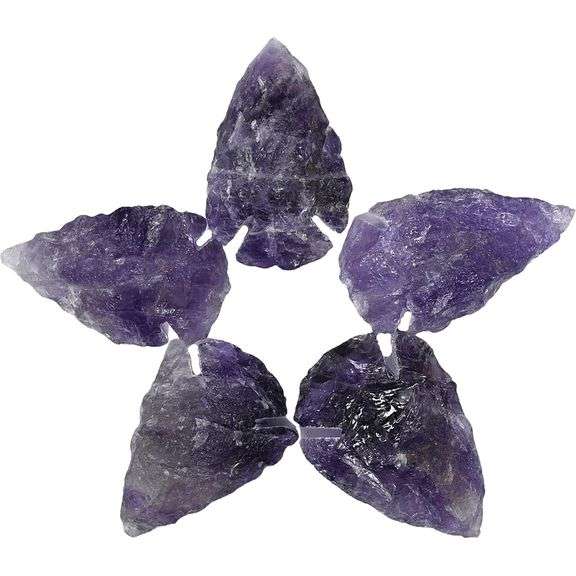 Lot of 5 Natural Amethyst Arrowheads