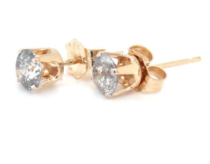 14kt Yellow gold salt and pepper diamond stud earrings