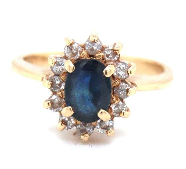Classic 14K YG Sapphire & Diamond Ring