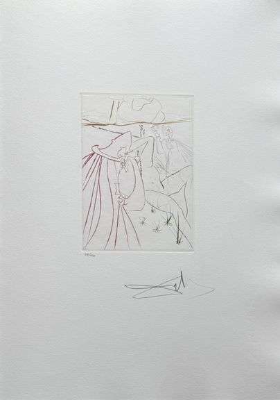 Highly Collectible and Rare Salvador Dali Hand-signed Original Engraving