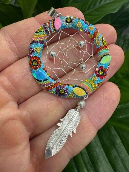 Original Handmade Mosaico Dream Catcher Earrings & Pendant 925 Sterling Silver Mexico Artistic Jewel