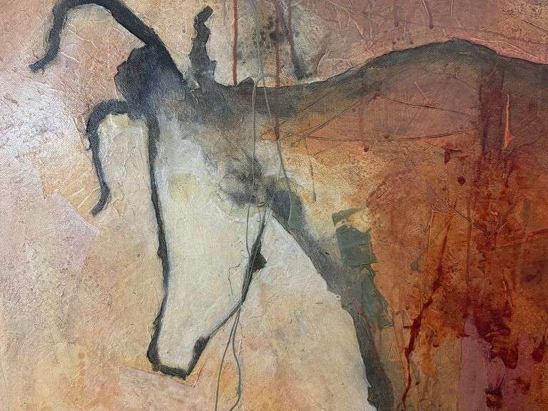 Richly Textured Original on Canvas Yuval Wolfson Ancestral Stampede