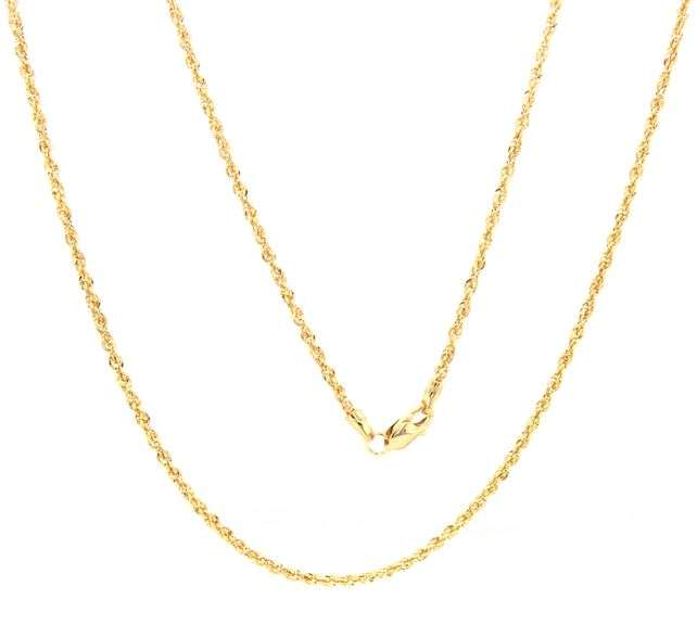14kt Yellow gold rope chain necklace