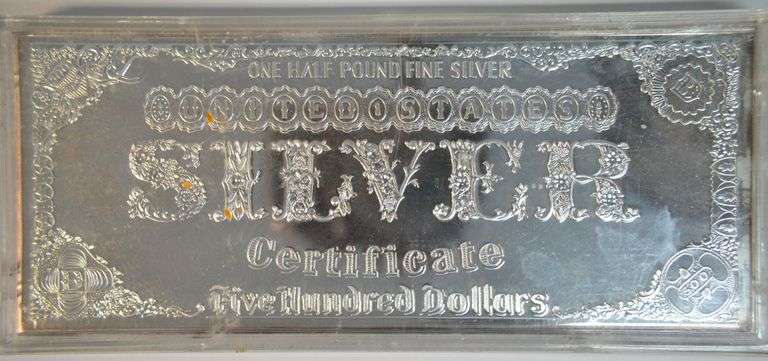 Gorgeous One-Half Troy Pounds pure .999 fine silver $500 facsimile in plastic