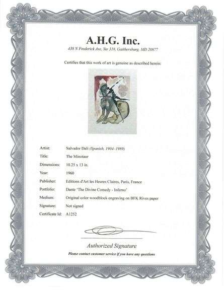 Collectible Original Color Engraving by Salvador Dali from The Divine Comedy