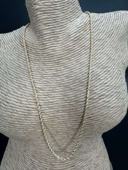 10k Yellow Gold Diamond-Cut Solid Rope Link Chain 2.5mm Necklace 18"