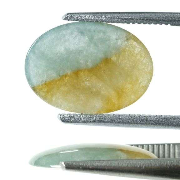 Fantastic 3.60ct untreated bi-color Burmese Jadite Jade cabochon