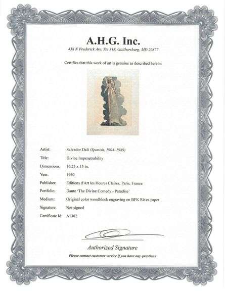 Highly Collectible Salvador Dali Original Color Engraving from The Divine Comedy