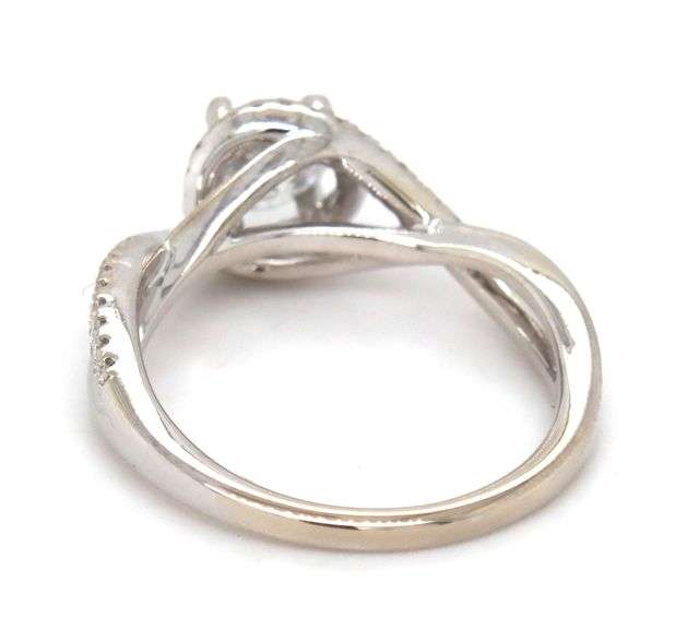 Gabriel & Co 14kt White gold round brilliant cut and halo infinity ring