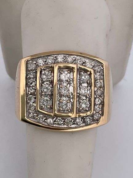 MEN'S CERTIFIED 10K YELLOW GOLD DIAMOND RING