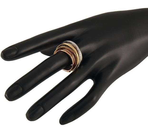 1.13ctw White and Black Diamond Multi Row Tri Color Band Ring in 18K