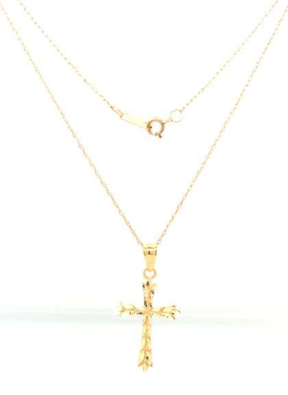 14kt Yellow gold cross pendant on chain