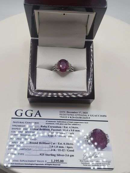 Very fine one Ruby 4.35 CW ring in silver 14k gold plated with diamond accent