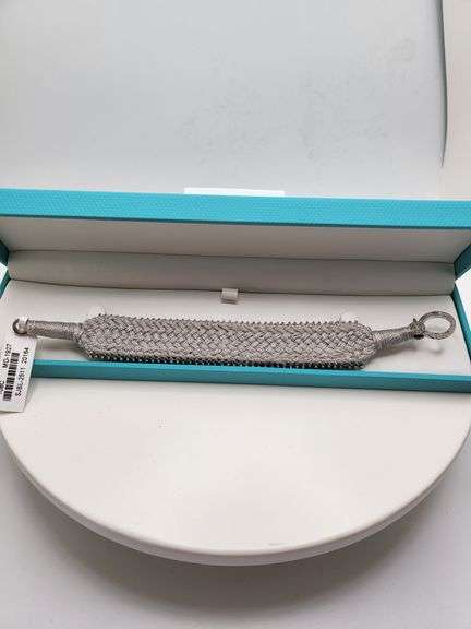 Cloth Woven Diamond Studded Bracelet with Precious Kyanite