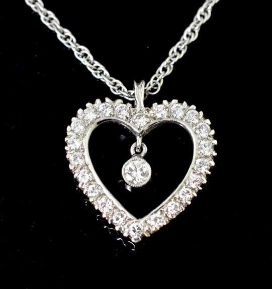 Elegant 14K White Gold Diamond Heart with Necklace