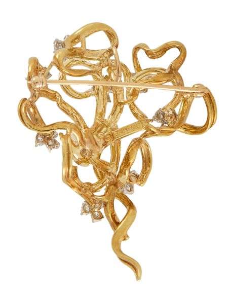 Vintage 0.80ctw Diamond Freeform French Pendant Brooch in 18kt