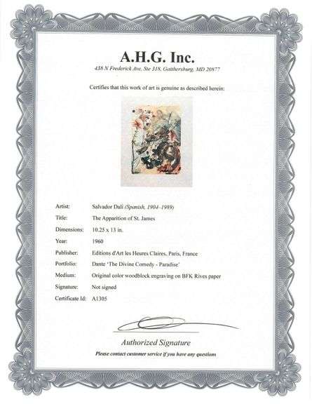 Highly Collectible Salvador Dali Original Color Engraving from The Divine Comedy