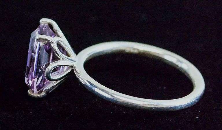 Beautiful 6.5 Ct Natural Purple Amethyst Solid Sterling Rose Cut Ring