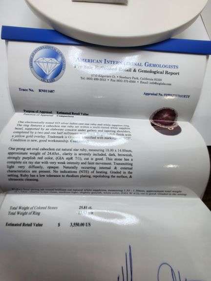 Very fine one Star Ruby 24.65 CW and Sapphire ring in silver 14k gold plated