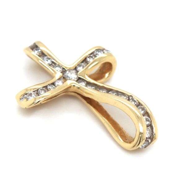 14kt Yellow gold diamond cross pendant