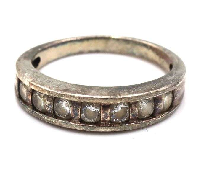 Group lot of 3 Vintage 925 sterling silver cubic zirconia rings