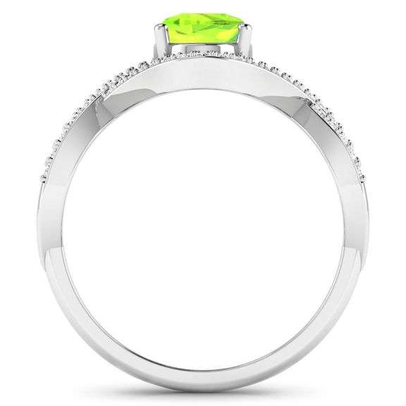 14KT White Gold 1.05ctw Peridot and Diamond Ring