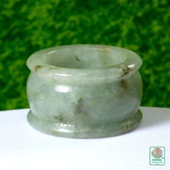 Substantial 67.60ct thick walled Burmese Jade ring