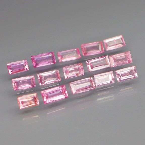 Baguette cut! 2.40ct set of Sapphires with candy pink hues!