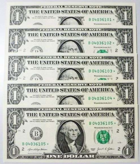 (10) Superb Crisp $1 2021 Star Replacement Notes N.Y.-Consecutive!