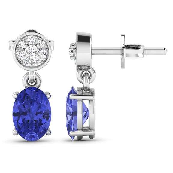 14KT White Gold 1.24ctw Tanzanite and Diamond Earrings