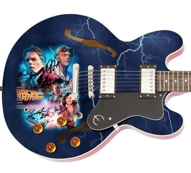 Back To The Future Cast Signed Framed Display Graphics Photo Guitar ACOA