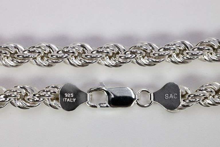Sterling Silver Hollow Spiral Rope Chain 6mm Pure 925 Italy New Men's Wide Necklace 24"